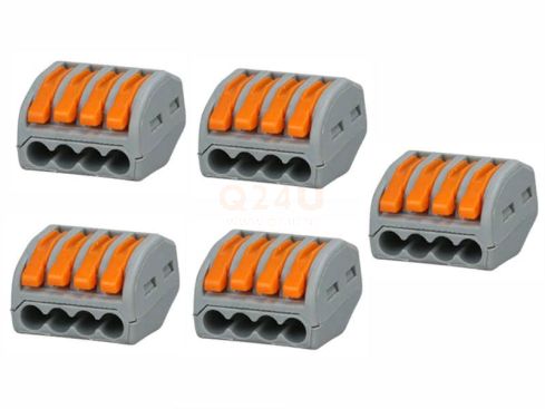 WAGO lasklem 4 draads, voor 230 volt, 5 stuks
