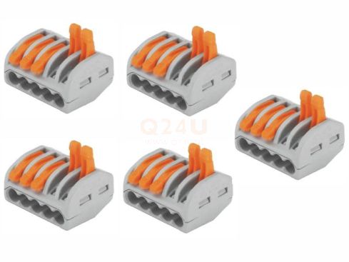 WAGO lasklem 5 draads, voor 230 volt, 5 stuks