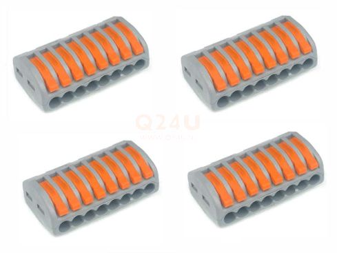 WAGO lasklem 8 draads, voor 230 volt, 4 stuks