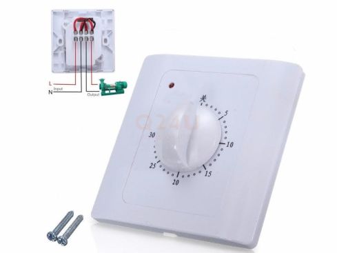 Inbouw-timer analoge schakelaar, 230 volt - 30 min max
