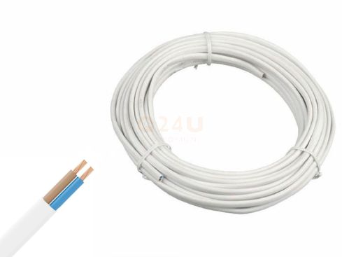 12 / 24 / 230 volt kabel, 2 x 0.75mm, per 2 meter - wit