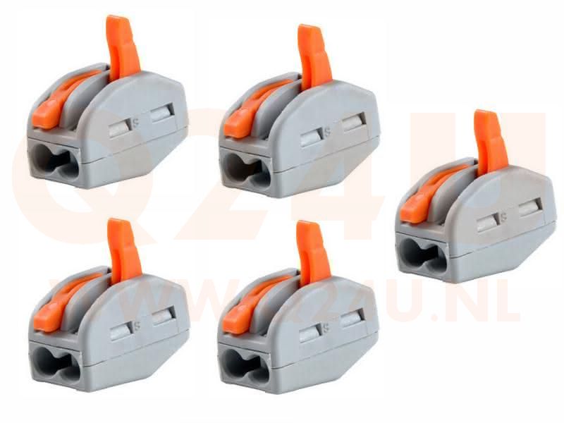 WAGO lasklem 2 draads, voor 230 volt, 5 stuks